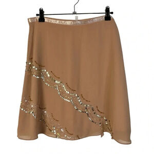 Boutique LUX Y2K Orange Beaded Sequin A-Line Knee Length Skirt 7/S